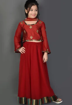 Embroidered Georgette Lehenga in Maroon
