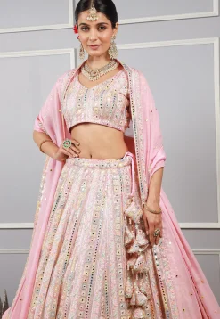 Embroidered Georgette Lehenga in Baby Pink