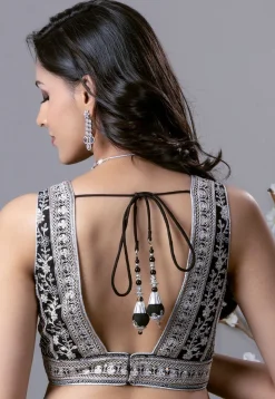 Embroidered Georgette Lehenga in Black
