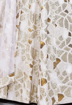 Embroidered Georgette Lehenga in White