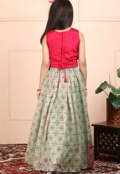 Embroidered Georgette Lehenga in Light Green