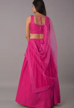 Embroidered Georgette Lehenga in Magenta