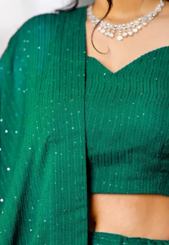 Embroidered  Georgette Lehenga in Teal Green