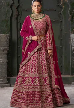 Embroidered Georgette Lehenga in Pink