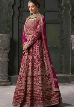 Embroidered Georgette Lehenga in Pink