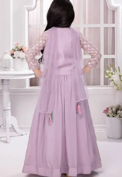 Embroidered Georgette Lehenga in Light Purple