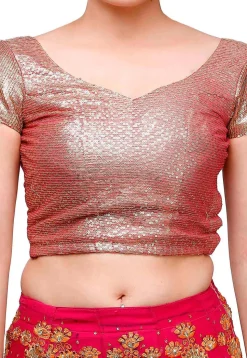 Embroidered Georgette Lehenga in Fuchsia