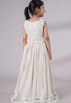 Embroidered Georgette Lehenga in White