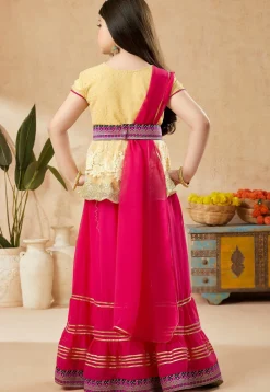 Embroidered Georgette Lehenga in Fuchsia