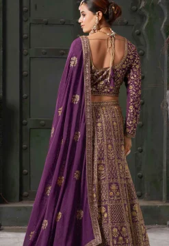 Embroidered Georgette Lehenga in Wine
