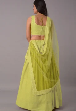 Embroidered Georgette Lehenga in Light Green