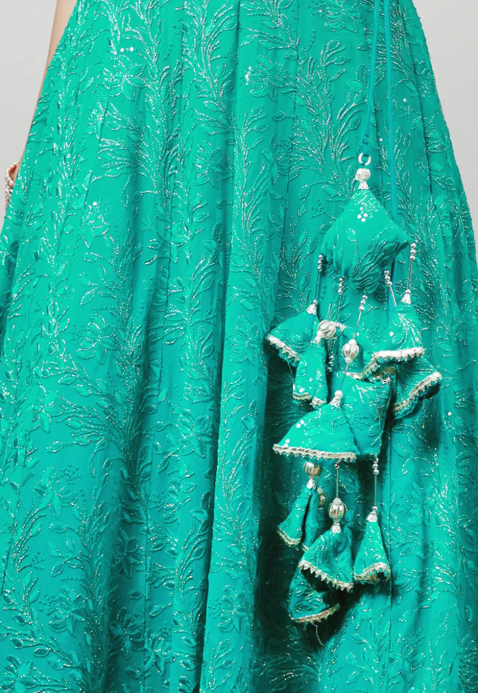 Embroidered Georgette Lehenga in Turquoise