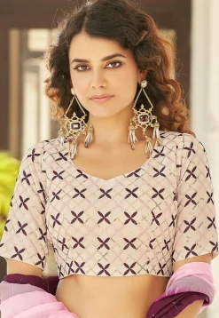 Embroidered Georgette Lehenga in Wine