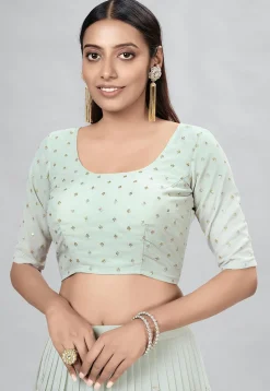 Embroidered Georgette Lehenga in Light Sea Green