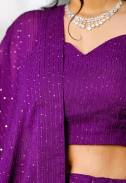 Embroidered  Georgette Lehenga in Purple