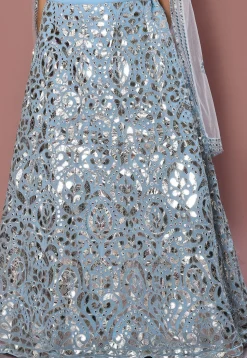 Embroidered Georgette Lehenga in Pastel Blue