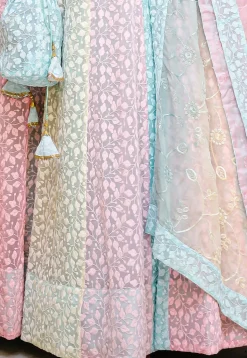 Embroidered Georgette Lehenga in Multicolor