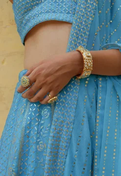 Embroidered Georgette Lehenga in Light Blue