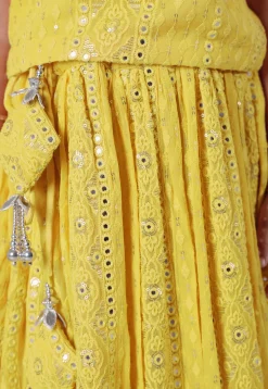 Embroidered Georgette Lehenga in Yellow