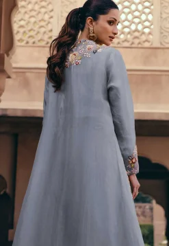 Embroidered Georgette Lehenga in Blue