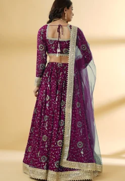 Embroidered Georgette Lehenga in Magenta