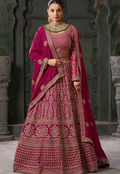 Embroidered Georgette Lehenga in Pink