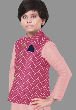 Embroidered Georgette Nehru Jacket in Fuchsia