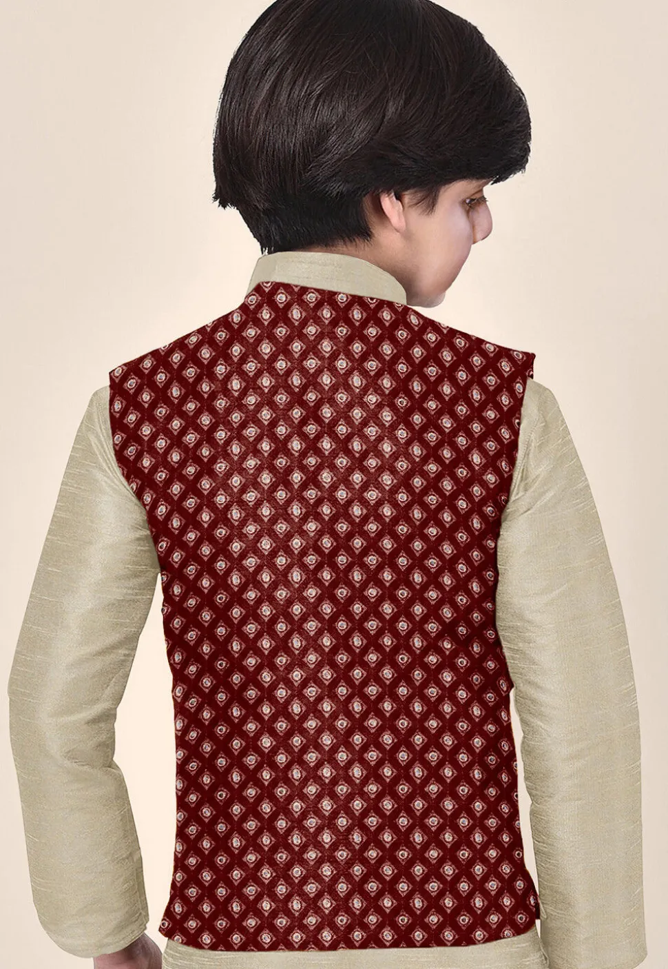 Embroidered Georgette Nehru Jacket in Maroon