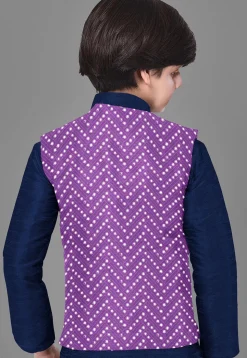 Embroidered Georgette Nehru Jacket in Purple