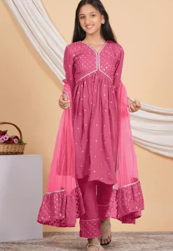 Embroidered Georgette Pakistani Suit in Pink