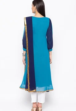Embroidered Georgette Pakistani Suit in Blue