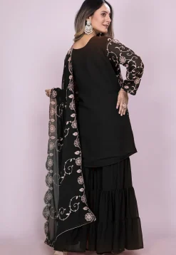 Embroidered Georgette Pakistani Suit in Black