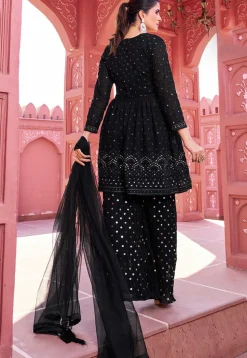 Embroidered Georgette Pakistani Suit in Black
