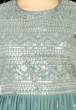 Embroidered Georgette Pakistani Suit in Dusty Blue
