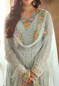 Embroidered Georgette Pakistani Suit in Pastel Blue