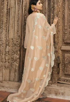 Embroidered Georgette Pakistani Suit in Peach