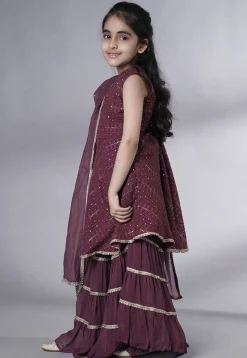Embroidered Georgette Pakistani Suit in Wine