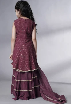Embroidered Georgette Pakistani Suit in Wine