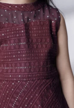 Embroidered Georgette Pakistani Suit in Wine