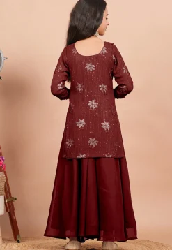 Embroidered Georgette Pakistani Suit in Maroon