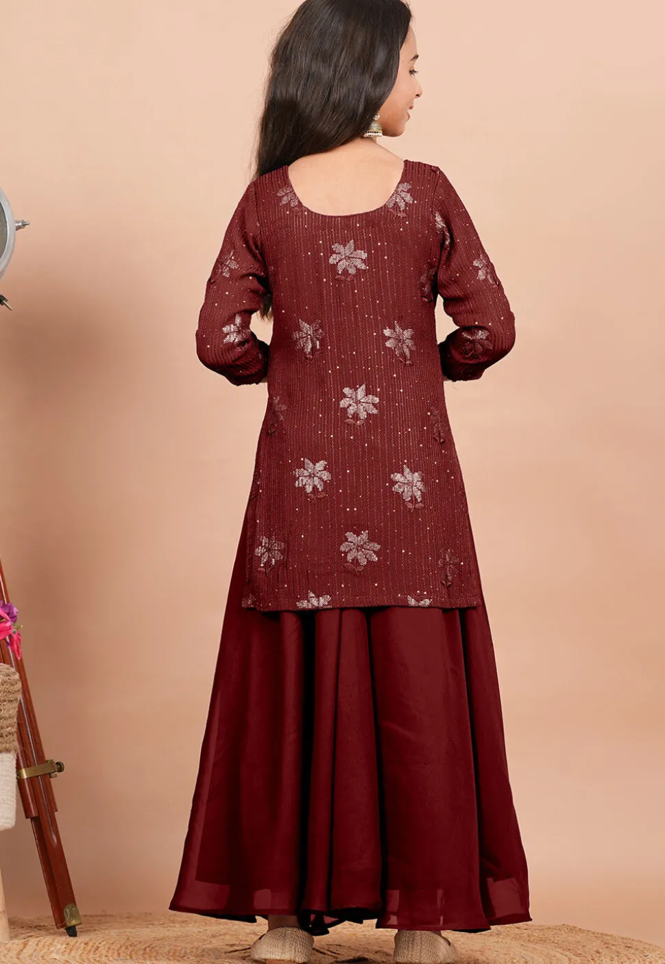 Embroidered Georgette Pakistani Suit in Maroon