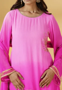 Embroidered Georgette Pakistani Suit in Shaded Fuchsia
