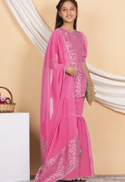 Embroidered Georgette Pakistani Suit in Pink