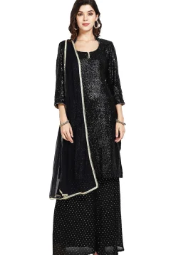 Embroidered Georgette Pakistani Suit in Black