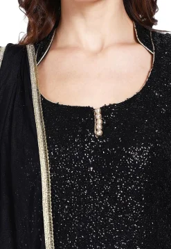 Embroidered Georgette Pakistani Suit in Black