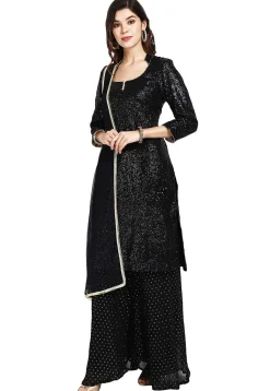 Embroidered Georgette Pakistani Suit in Black