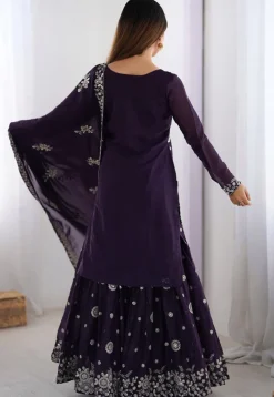 Embroidered Georgette Pakistani Suit in Purple