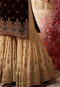 Embroidered Georgette Pakistani Suit in Brown