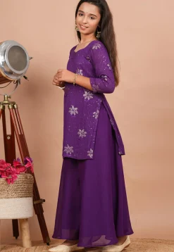 Embroidered Georgette Pakistani Suit in Purple