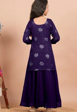 Embroidered Georgette Pakistani Suit in Dark Purple